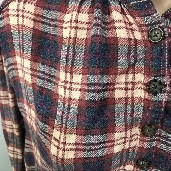 Free People Northern Bound Plaid Popover Button Up Top Small Fall - Picture 6 of 8